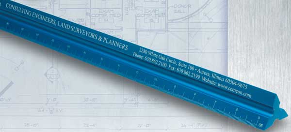 Custom Printed 6 Wood Four Bevel Rulers for Architects and Civil Engineers